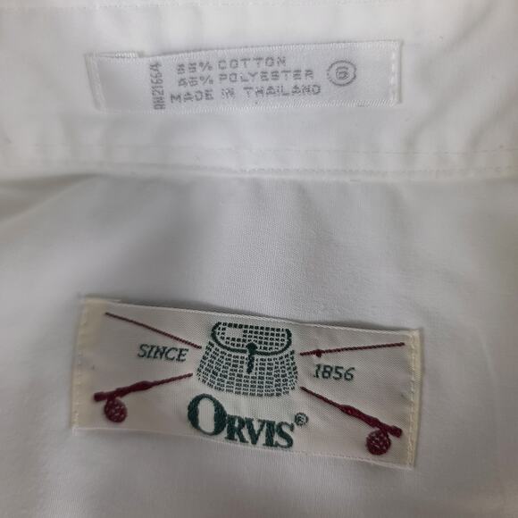 Orvis White Red Blue Embroidered Songbirds Hidden Button Down Top Shirt Blouse M - Picture 3 of 3